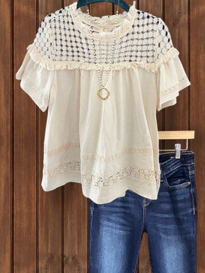 Fashion Crochet Tassel Patchwork Top