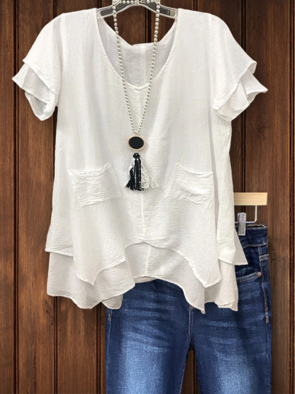 Casual Cozy Textured Double Hem Top