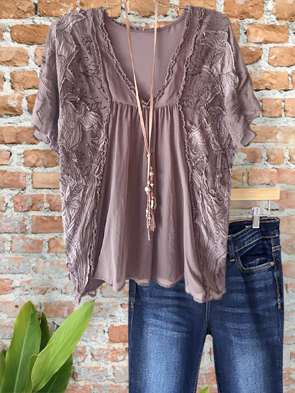 Elegant And Chic Textured Floral Top