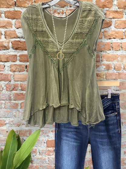 Vintage Textured Lace Patchwork Top