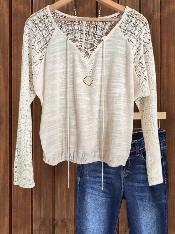 Casual Holiday Crochet Patchwork Top