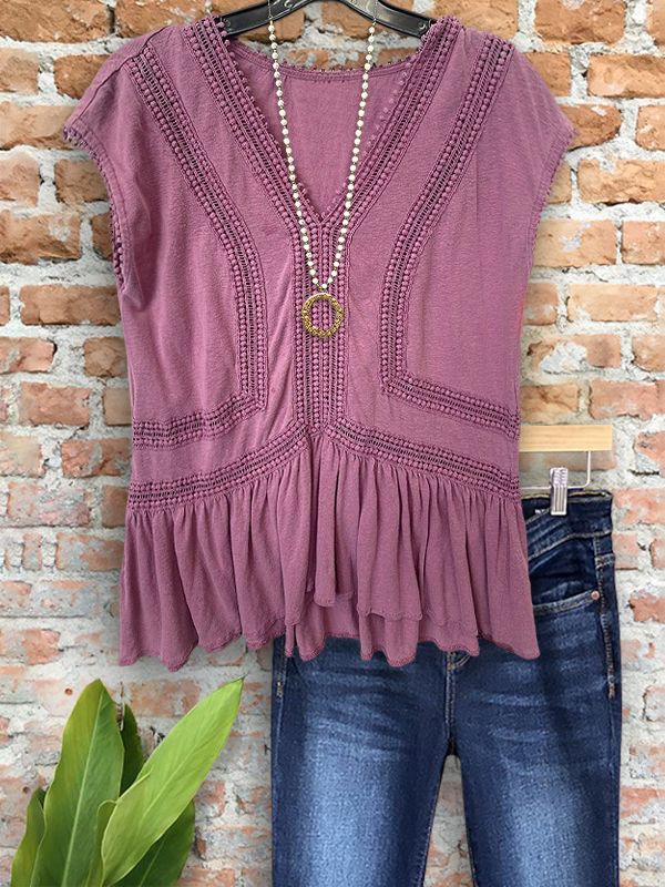 Vintage Crochet Ruffle Hem Top