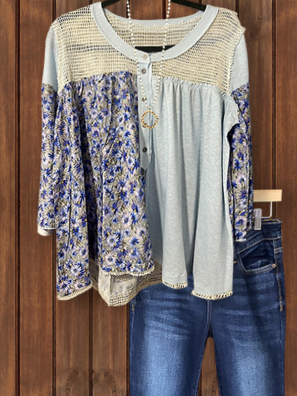 Women's top | Romantic Floral Crochet Patchwork Top |Website-shopcharmingrose