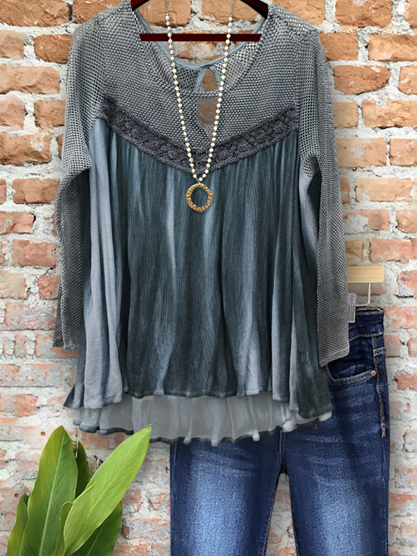 Women's top | Vintage Cozy Crochet Patchwork Top |Website-shopcharmingrose