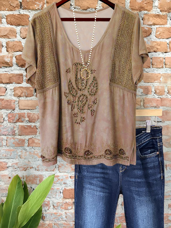 Women's top | Vintage Hollow Paisley Embroidered Top |Website-shopcharmingrose