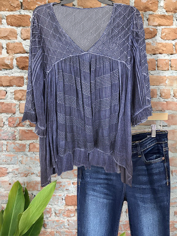 Women's top | Vintage Print Ruffled Sleeve Top |Website-shopcharmingrose