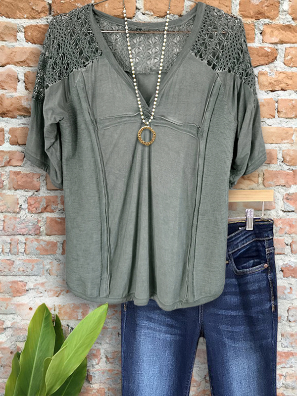 Vintage Cozy Crochet Patchwork Top