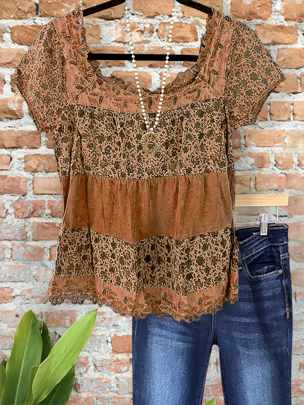 Secret Garden Floral Jacquard Vintage Top