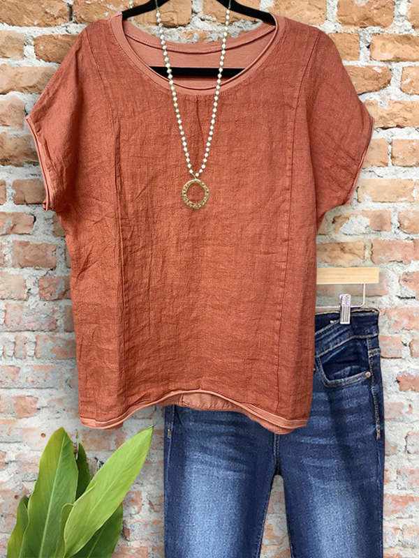 Women's top | Casual Cotton Linen Batwing Sleeve Top |Website-shopcharmingrose
