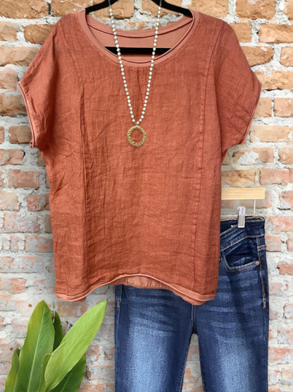 Casual Cotton Linen Batwing Sleeve Top