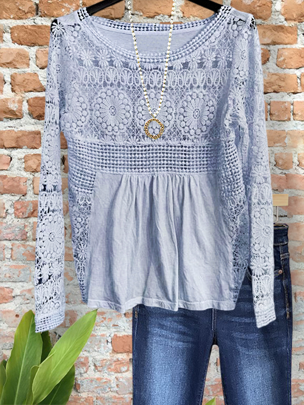 Bohemian Holiday Crochet Floral Ruched Top