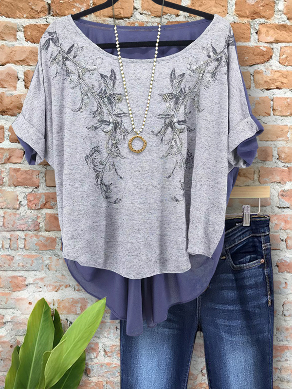 Vintage Elegant Floral Ruched Patchwork Top