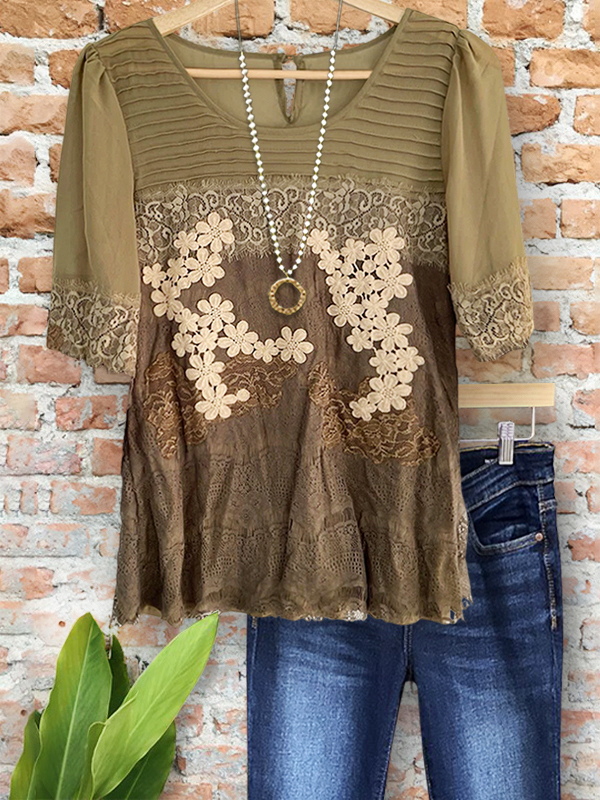 Elegant Romantic Crochet Floral Lace Top