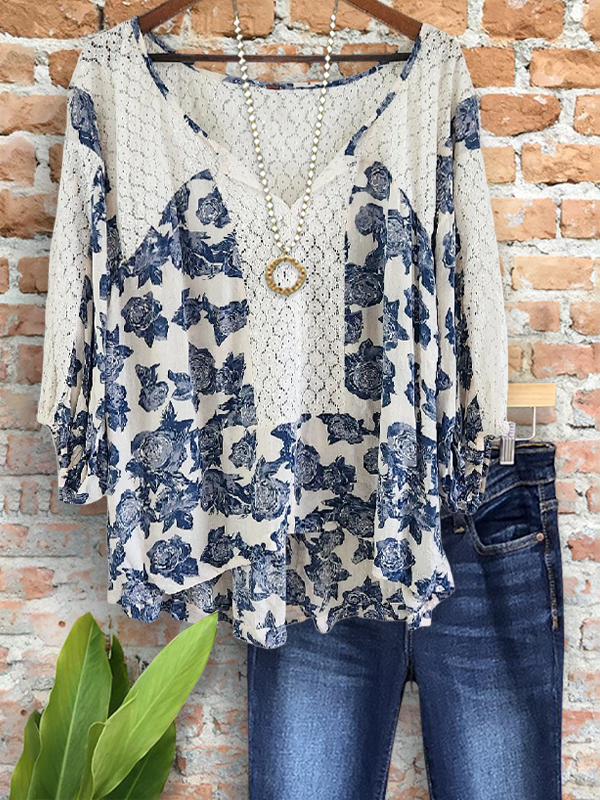 Bohemian Floral Crochet Patchwork Top