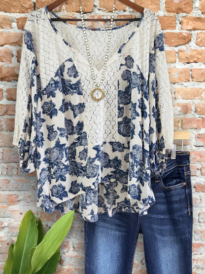 Bohemian Floral Crochet Patchwork Top