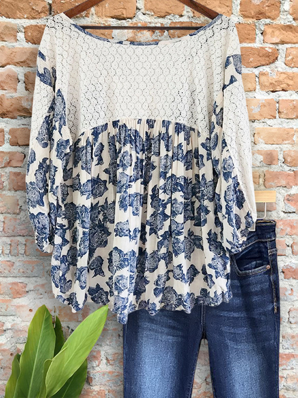 Bohemian Floral Crochet Patchwork Top