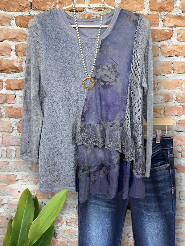 Women's top | Romantic Vintage Lace Floral Patchwork Top |Website-shopcharmingrose