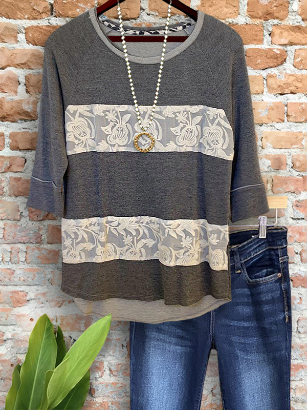 Casual Soft Lace Patchwork Top