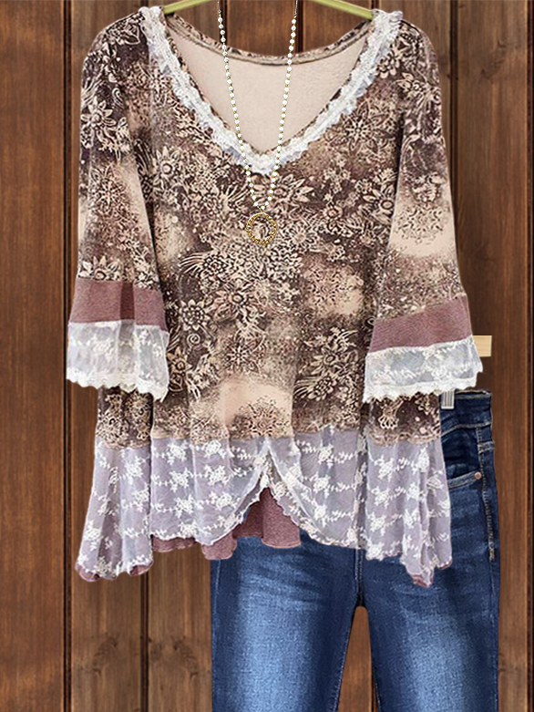 Women's top | Charming Floral Lace Cropped Hem Top |Website-shopcharmingrose