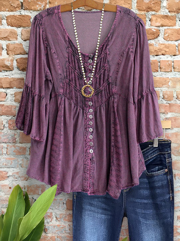 Vintage Tie-Dye Print Button-Down Shirt
