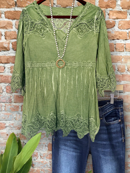 Charming Vintage Crochet Lace Patchwork Top