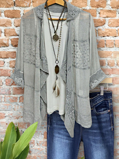 Elegant Crochet Floral Patchwork Outerwear