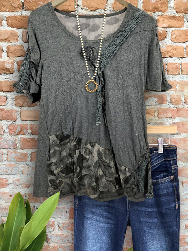 Women's top | Casual Vintage Animal Print Crochet Top |Website-shopcharmingrose