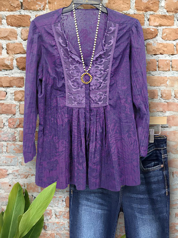 Women's top | Charming Retro Texture Print Ruched Top |Website-shopcharmingrose