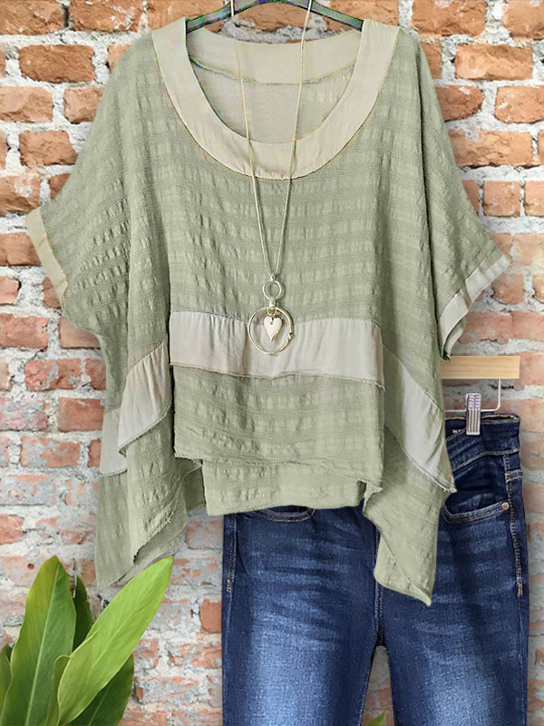 Casual Loose Textured Batwing Sleeve Top