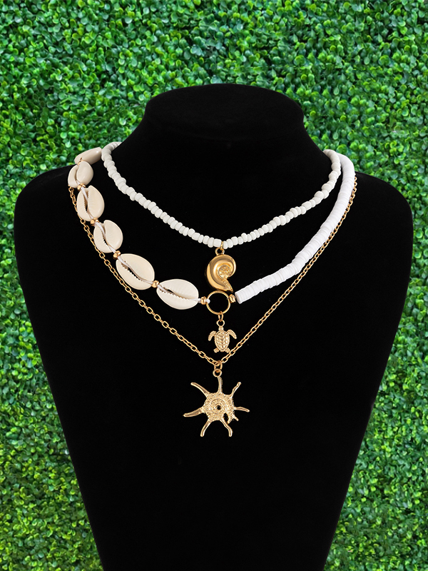 Beach Vacation Shell Beaded Necklace