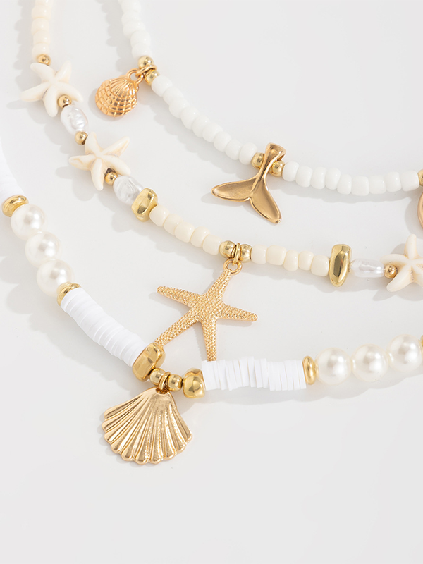 Beach Vacation Shell Beaded Necklace