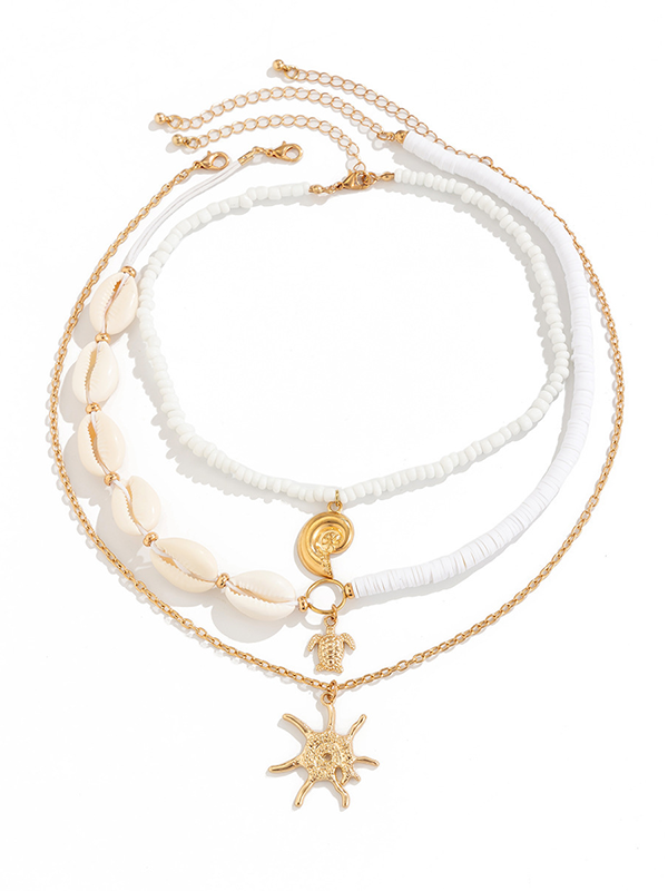 Beach Vacation Shell Beaded Necklace
