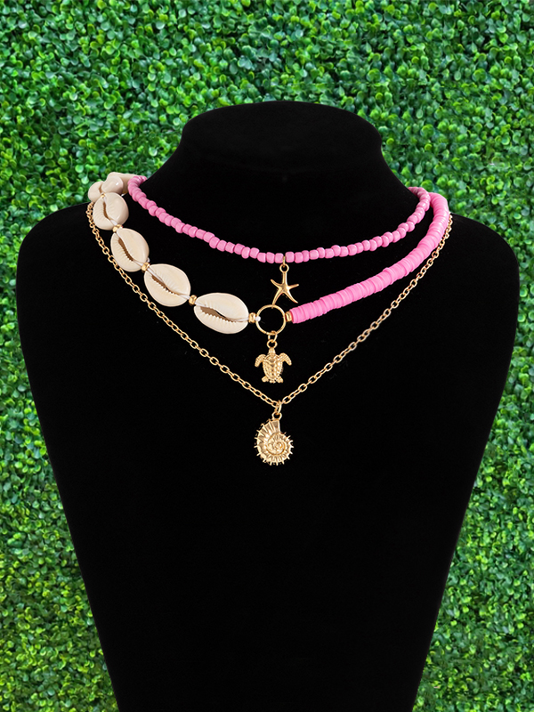 Beach Vacation Shell Beaded Necklace