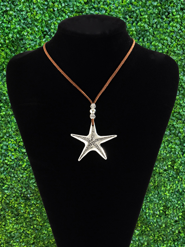 Vintage Beach Metal Starfish Pendant Necklace