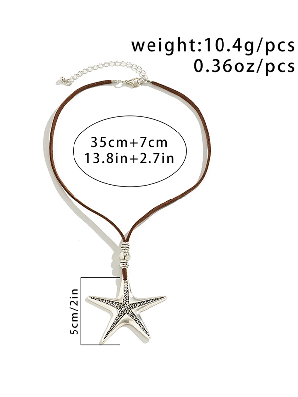 Vintage Beach Metal Starfish Pendant Necklace