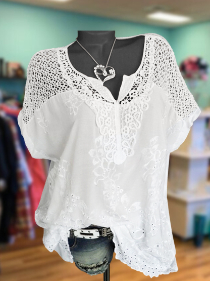 Casual Crochet Hollow Patchwork Top