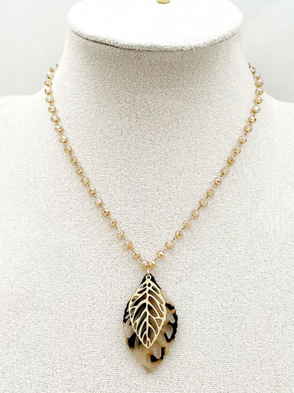 Chic Hollow Leaf Beaded Necklace