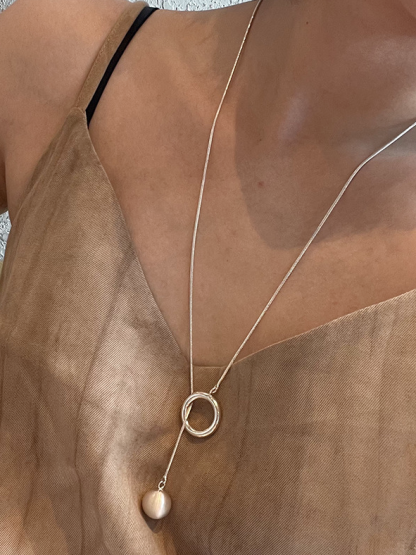 Elegant Metal Circle Pendant Long Necklace