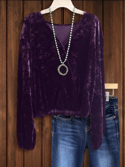 Purple Velvet Cross Over Top