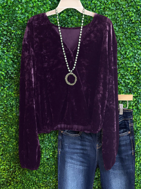 Purple Velvet Cross Over Top