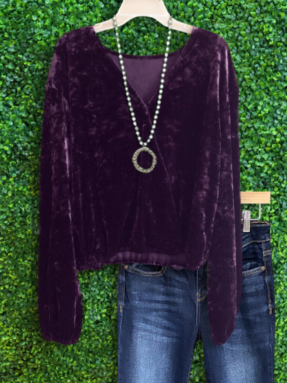 Purple Velvet Cross Over Top