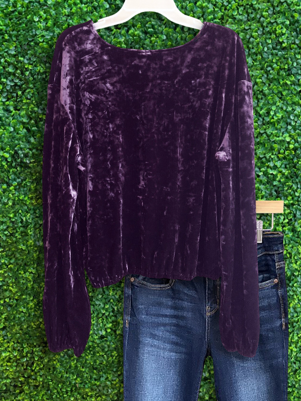 Purple Velvet Cross Over Top