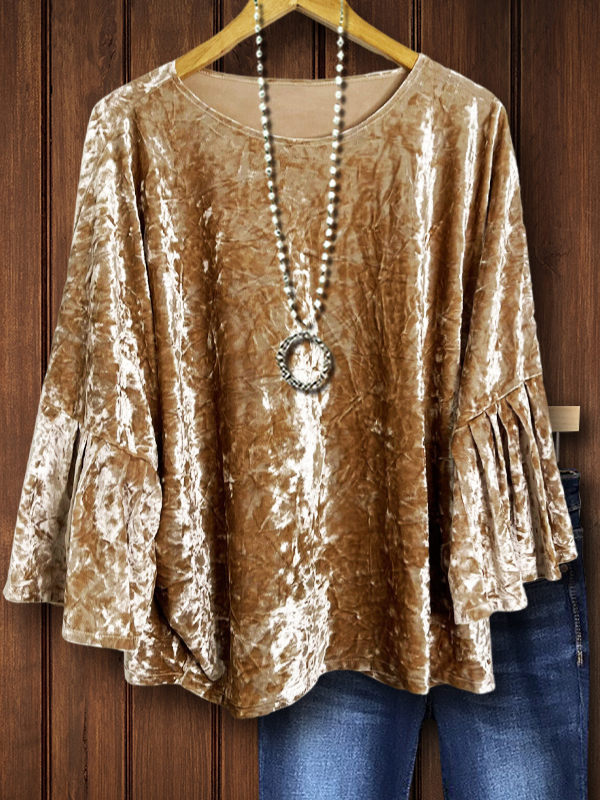 Women's top | Velvet Bell Sleeves Top |Website-shopcharmingrose