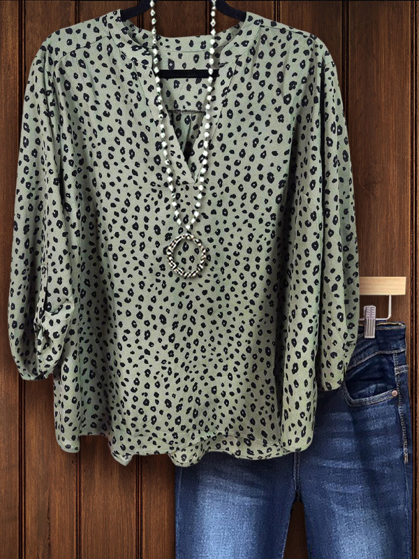 Women's top | Vintage Leopard Print Top In Green |Website-shopcharmingrose