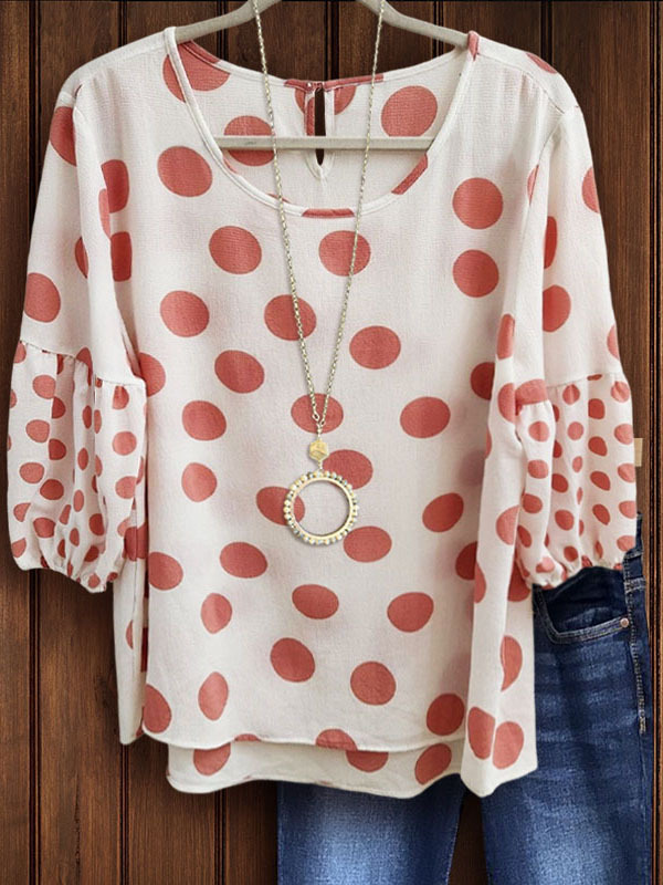 Women's top | Chiffon Polka Dot Flowing Top |Website-shopcharmingrose