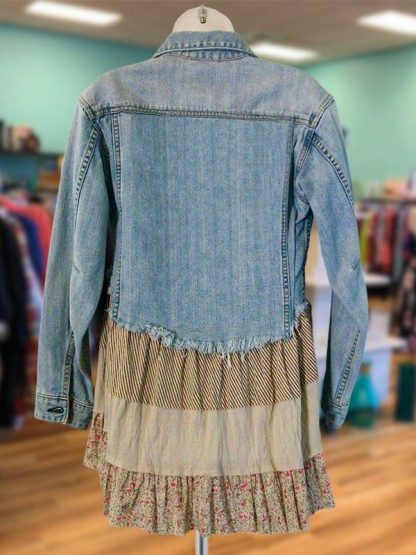 Pastoral Style Floral Patchwork Denim Jacket