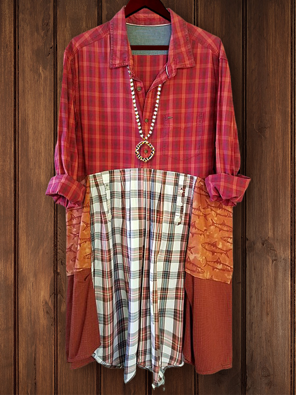 Vintage Plaid Patchwork Shirt