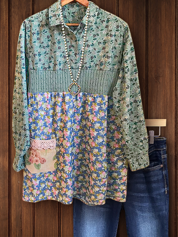 Retro Floral Patchwork Top