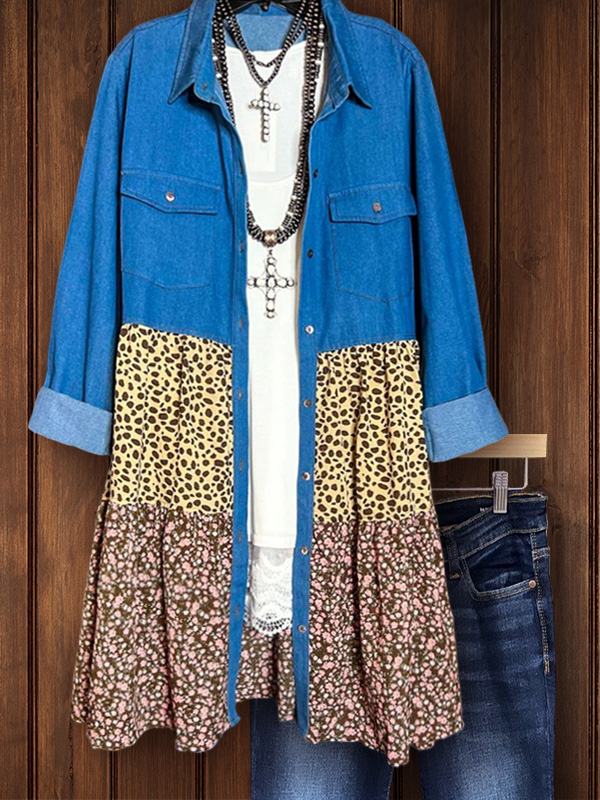 Leopard Print Denim Shirt