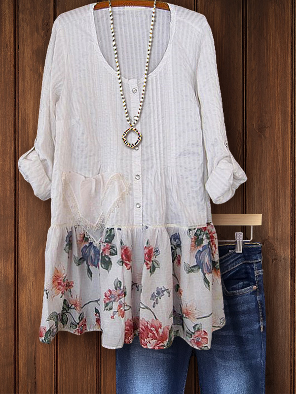 Elegant Printed Patchwork Top